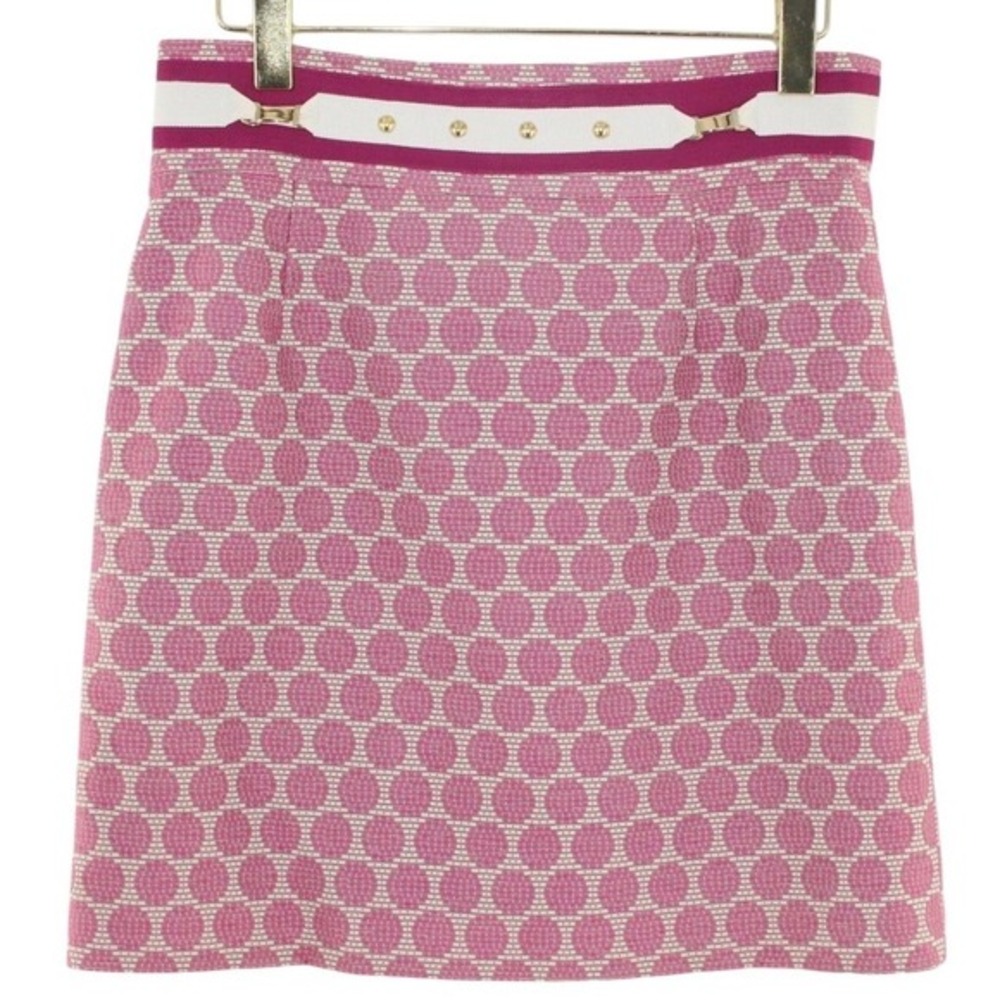Antonio Melani A-Line Skirt Studded Ribbon Waistband Size 10 Pink White